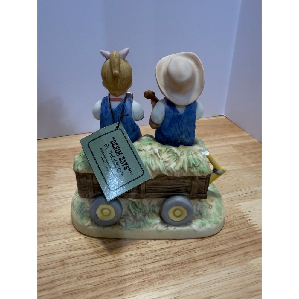 HOMCO Denim Days 1529 "Hay Ride" Figurine – Country Kids Music Scene - Picture 4 of 7